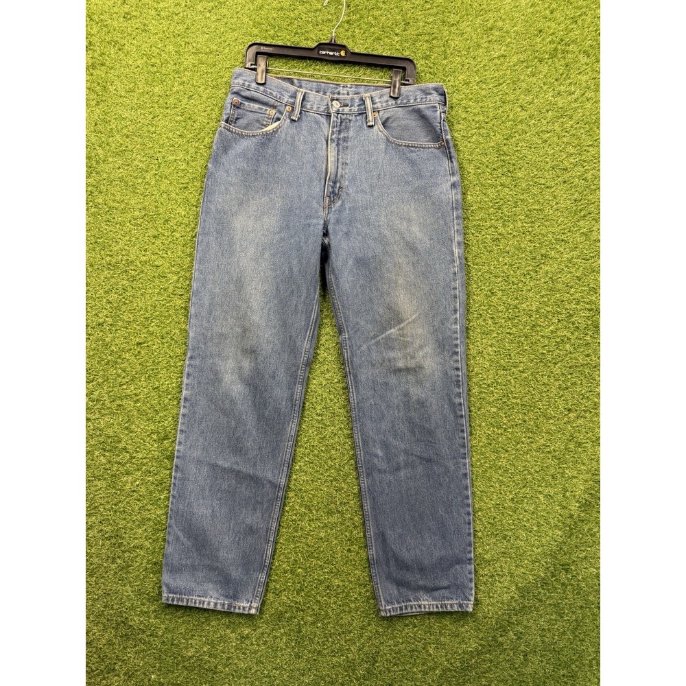Levis 550 Jeans Mens 34x34 Relaxed Fit Workwear Casual Dark Wash Distressed y2k